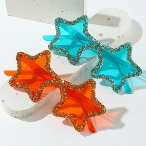Star-shaped Sunglasses Fashion Diamond Eyewear Eyeglasses Christmas Decoration Party Glasses Unique Rimless Sunglasses