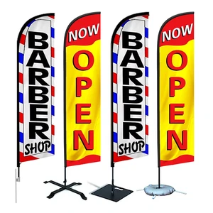 Beach Flag Feather Flag Kit With Bracket 15ft Outdoor Flying Double Sided Commercial Advertising Banner