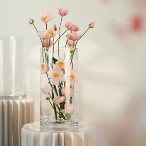 Classic Modern Clear Transparent Cylinder Flower Glass Vase Table Centerpiece For Home Decor Dining Table Wedding Multiple Sizes