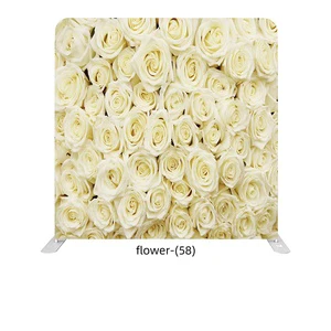 Factory Custom 7ft 8ft 10ft Flowers Tension Double Side Photo Booth Backdrop with Middle Pole Pillowcase Aluminum Stand