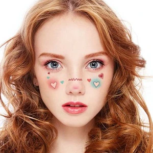Creative Cute Face Stickers Festive Atmosphere Tattoos Stencil Disposable Temporary Tattoo Sticker Fake Tattoo for Face Body Art