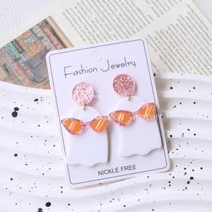 Halloween Acrylic Sunglasses Ghost Earrings Personalized Creative Bling-bling European American-style Holiday Women Model