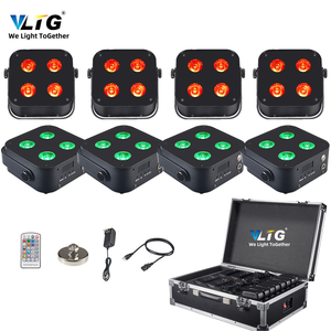 8 Pack 4x12W Wireless Battery Uplights RGBWA UV LED Par Light With Charging Flight Case For Wedding Event Decoration