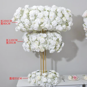 H-310 Ferris Wheel Artificial Flower Runner Wedding Centerpiece Table Decor Silk Floral Arrangement Tall Flower Row for Wedding