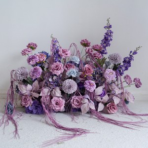 2025 Hot Sale Luxury Purple Arch Wedding Floral Arrangements Artificial Flowers for Stage Event Ceremony Decor Set