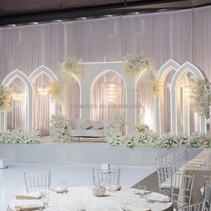 NIKA Large Wedding Banquet Stage Backdrop Wall LED Acrylic Pointed Arch Set for Wedding Events