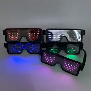 USB Rechargeable LED Light up Glasses, Dynamic Flashing Rave Glasses with Message Display for Party, Festival & Christmas