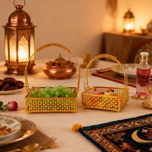 Portable Luxury Multi-Functional Snack and Fruit Storage Basket Cross-Border Arab Festival Ramadan Supplies with Hollow Tray