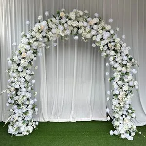 Wedding Arch Backdrop Stand Crown Stage Background Props with Welcome Decoration Wedding Arch Horn Flower