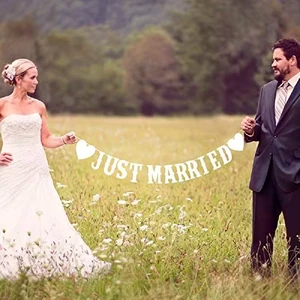 Wholesale Party Vintage Wedding Decoration Letter Printing Paper Wedding I Love You Just Married Banner Shower Photo Booth Props