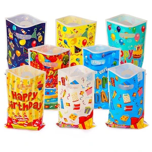Plastic Party Favor Bags Kids Baby Girls Boys White Black Pink Light Blue Plastic Gift Bags Birthday Goodie Candy Bags