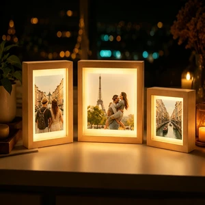 Illuminated Night Light Photo Frame Sublimation Blank Glass Plate With Stand Heat Transfer DIY Craft Personalized HomeDecor Gift