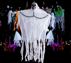 Hot Sale Halloween Party Decorations Hanging Ghosts Gauze Faces Haunted House Doorway Scary Props Halloween Decorations Supplies