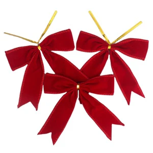 Red Velvet Fabric Iron Wire Tied Ribbon Christmas Party Decoration Velvet Ribbon Bow Diy Flower Wreath