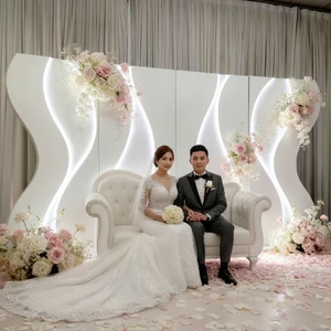 2026 New Design Light White Acrylic Square Wedding Backdrop Stand with Party Decoration