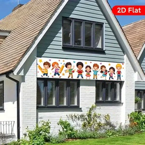 Cross-border Factory Hot Selling Birthday Party Cartoon Children Design Stars Hearts Pattern Outdoor Long Decorative Banner