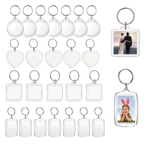 Transparent Blank Acrylic Photo Picture Frame Keyring Keychain DIY Acrylic Photo Frame Keychain For Promotional Gift
