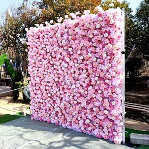 DKB Factory Wholesale pink Flower Wall Backdrop 8ft X 8ft Wedding Decoration High Quality Artificial pink Flowers Wall