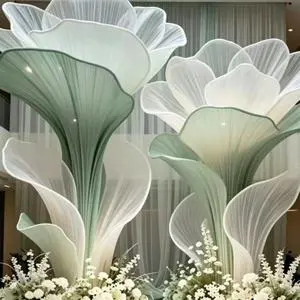 Organza Champagne Color Giant Flower Events Table Center Piece Decoration Party Rentals Flower Stand Decoration Art Installation