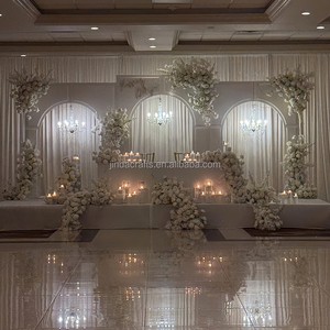 JINDA Classic White Wedding Stage Decoration Backdrop Stand Set Metal Frame Wedding Arch