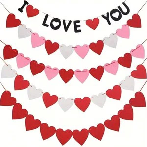 I LOVE YOU Heart Banner Valentine's Day Proposal Wedding Party Hanging Decoration No Pattern Other Material
