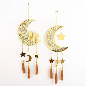 DAMAI In-Stock Wooden Craft Pendant for Home Atmosphere Decoration for Ramadan Moon Holiday Letters Islamic Product