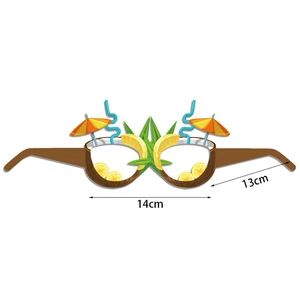 Summer Party Theme Paper Glasses Coconut Beach Children Photography Props for Outdoor Birthday Cake Decoration