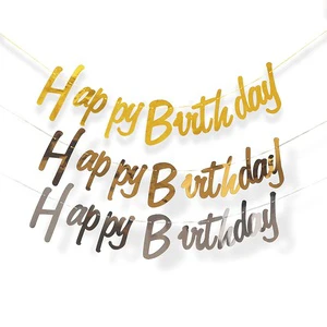 TS Party Supplies Gold Silver Rose Red Gold Blue Happy Birthday Banner Letter Birthday Banner for Birthday Party Decorations