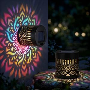 RGB Mandala Solar Fence Lights Color Changing Metal Wall Sconce Waterproof Decorative Outdoor Garden Decor