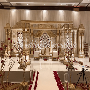 Decorative Crystal Elegant Mandap Wedding Stage Indian Backdrop Indoor Event Decoration for Marriage Banquet Engagement