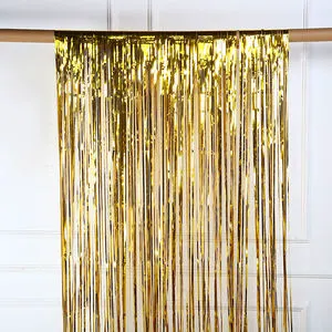 Party Wall Decoration Gold Foil Curtain Backdrop Metallic Tassel Foil Rain Curtain for Birthday Wedding Party