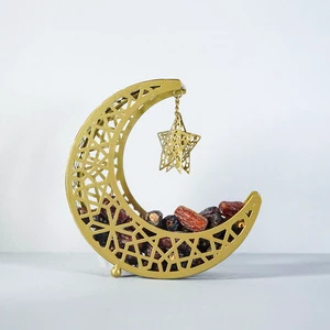 Ramadan Kareem Moon Metal Durable Hot Selling Snack Candy Tray Guest Table Home Ornament Muslim Islam Festival Eid Supplies