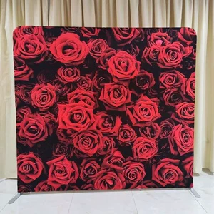 Schnnap 2025 Double Side 8*8ft Tension Fabric Backdrop 32 LED Lights Party Supplies for Photography Background Photo Booth Stand