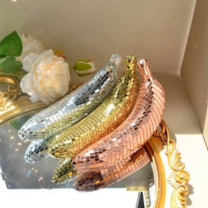 派对装饰品闪亮香蕉雕像水果雕像反光迪斯科装饰品,适合舞会和特殊活动装饰