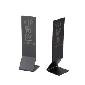 LONGZHIGE Double Sided Print Custom Logo Table Seat Number Premium Iron U Shape Table Standing Metal Restaurant Hotel Bars