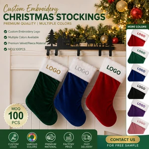 Custom Embroidery 18inch Christmas Stockings Bulk Velvet Xmas Stocking Personalized With Logo Holiday Decoration Factory Supply