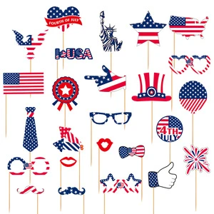 Memorial Day USA Patriotic Party Photo Booth Props Kit 4th of July Independence Day Party Decorations