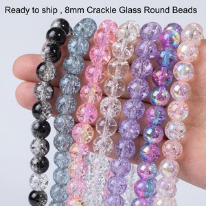 8mm Fashionable pink Blue in Two Tone Crystal Burst Beads Purple Crackle Glass Beads for Charming Bracelet Making