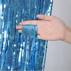 Wedding Party Decoration 1*2m Red Blue Black Metallic Silver Champagne Golden Foil Rain Fringe Curtain Tinsel Backdrop