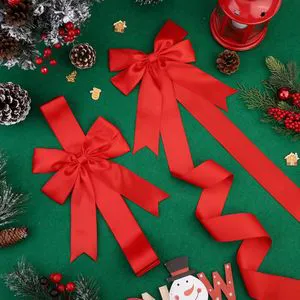 6 Pieces Large Christmas Red Ribbons Festive 10x8 Door Cabinet Bows Christmas Party Supplies