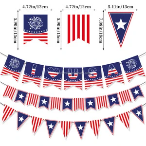American Independence Day Party Decorations USA Party Banners Five-Pointed Star Banners Triangular Flags Wholesale Customization