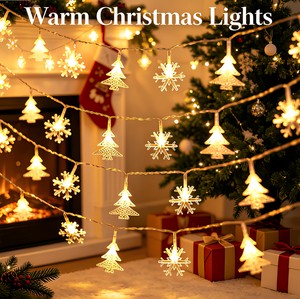 10M 100LED Waterproof Christmas Snowflake Star String Lights Battery Remote Control 8 Modes Outdoor Warm White Multicolor