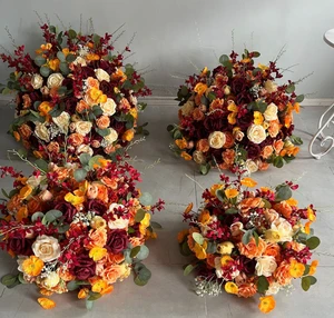 5D Supplies Artificial Floral Ball Wedding Table Centerpiece Silk White Rose Flower Ball Centerpieces For Wedding Decoration