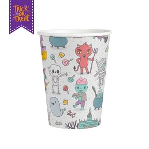 Halloween Ghost and Pumpkin Disposable Paper Cup Cheap Halloween Holiday Supplies for Coffee Tea Drinking