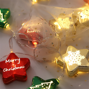 Colorful LED Star Light Snowflake Five-pointed Star Christmas Lantern Xmas Tree Pendant Star Lights String
