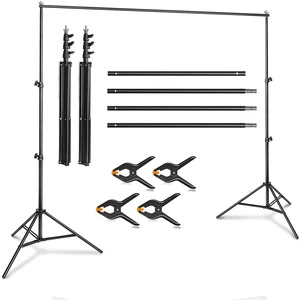 2.6*3m Photo Video Studio 10ft Adjustable Backdrop Stand, Background Support System Kit with Carry Bag for Parties Wedding