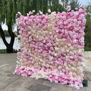 Black Dragon Customized 8ft X 8ft Silk Artificial Flower Wall Backdrop Purple Pink White Wedding Decorations