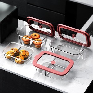 Wholesale Borosilicate Glass Meal Prep Box, Heat Resistant & Oven Safe, Square Sealed Bento Box For Home & Commercial Use