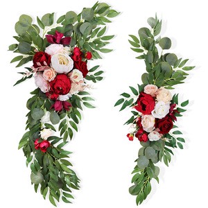 Wedding Decor (Pack 2) Backdrop Garland Ceremony Reception Wall Easel Home Decoration Entryway Silk Vintage Outdoor Table Decor