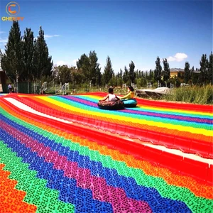 Fun Slide Funfair Four Seasons Rainbow Slide Dry Ski Slope Large Plastic Long Slide With LED Lights Smoke